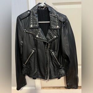 Urban Outfitters Black Leather Jacket with Silver Studs